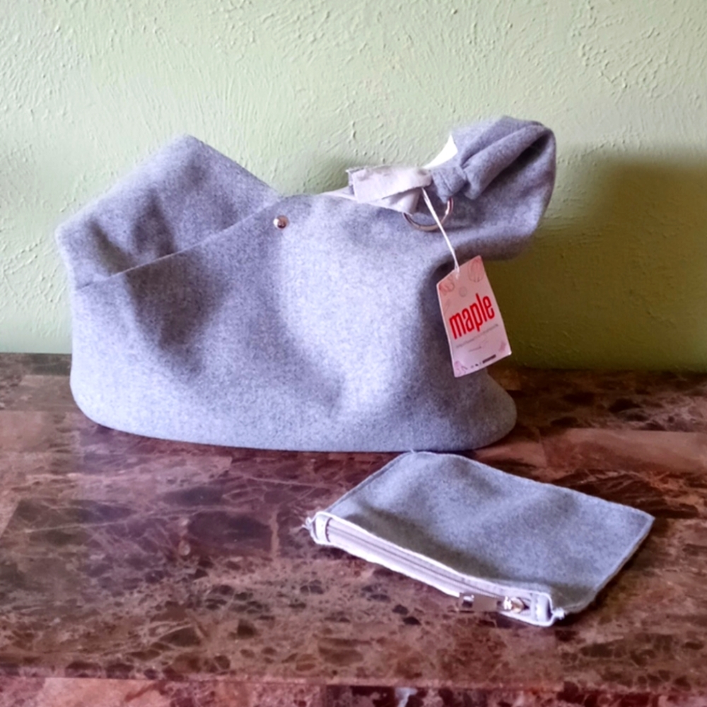 Maple Grey Fabric Purse Shoulder Bag w/Coin Pouch